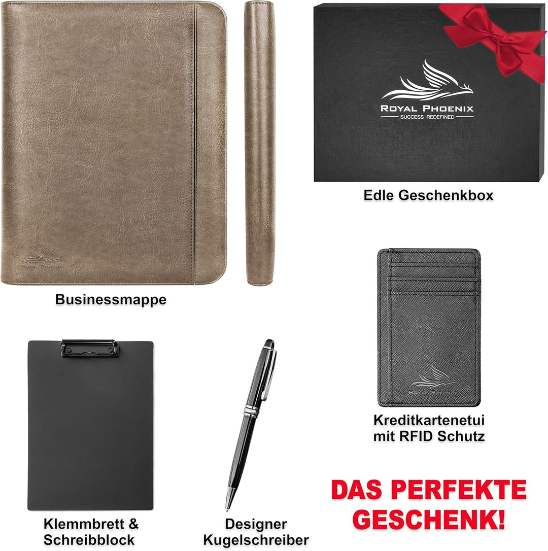 Business Schreibmappe A4 'Eagle' - Hochwertige Dokumentenmappe mit Tablet Halterung - inkl. Kreditka