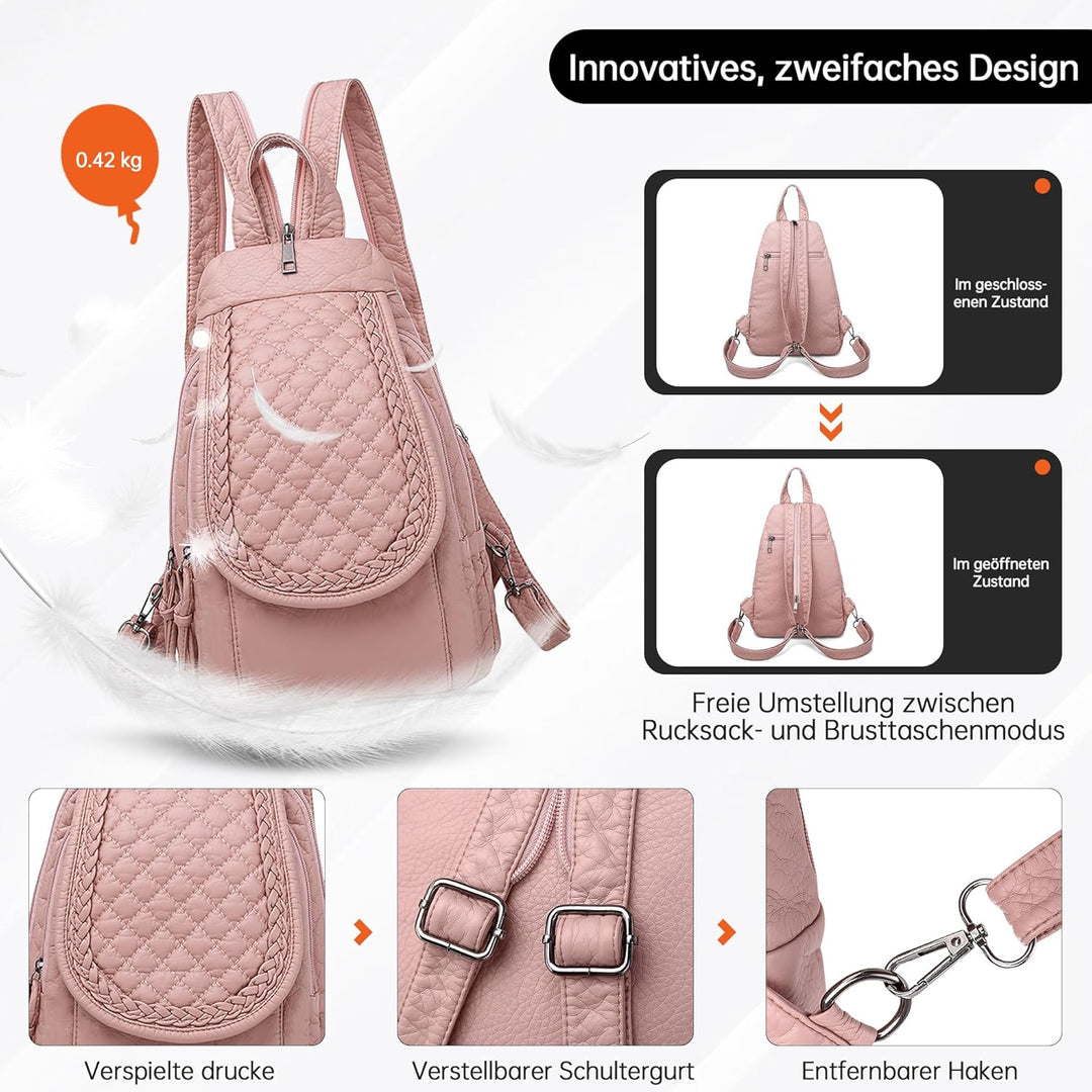 DIRRONA Rucksack Damen Beiläufig Kleine Brusttasche für Damen Multifunktionale Reise Wasserdicht Sch