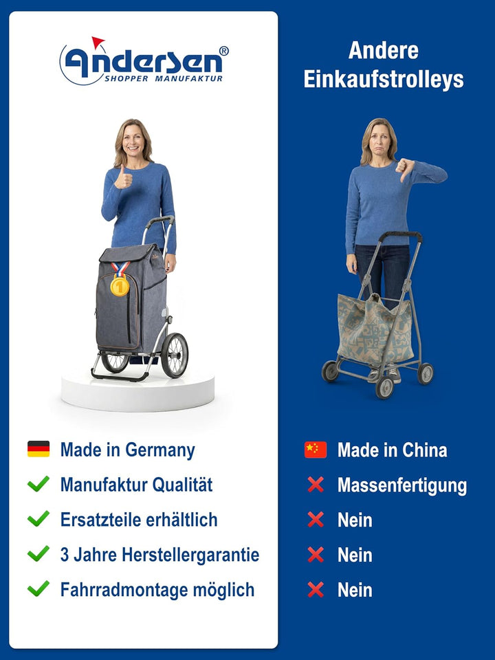 Andersen Einkaufstrolley - klappbar - 61 Liter - mit Kühlfach - Aufhängung für Einkaufswagen - belas