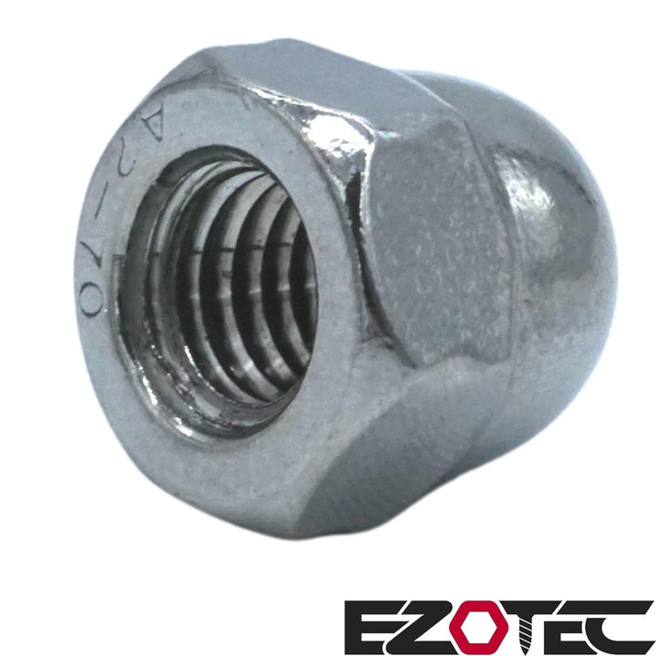 EZOTec - 50 Stück Hutmuttern hohe Form M12 DIN 1587 - Edelstahl V2A A2 - Schlüsselweite (SW) 19 M12
