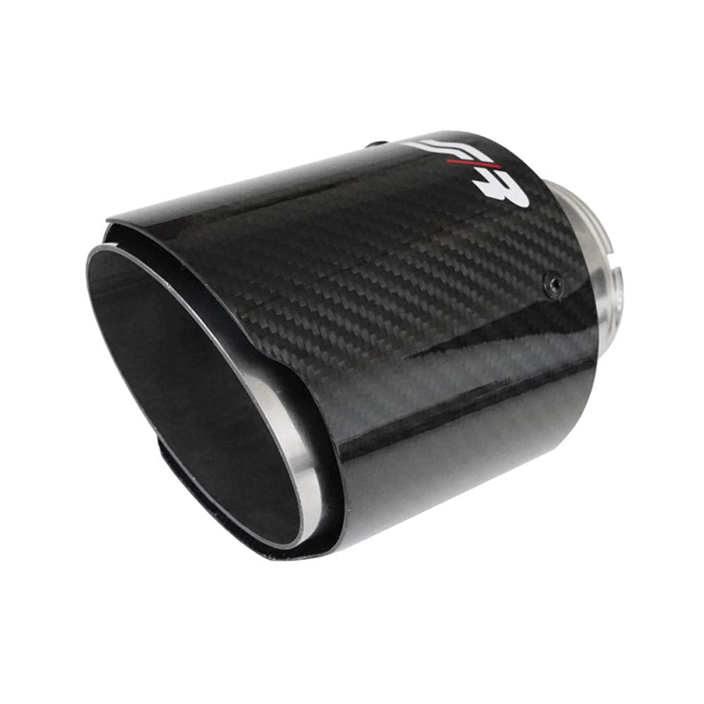 Simoni Racing Auspuffblende Rund/Schräg Glänzend-Karbon+Edelstahl - Ø102xL155mm - Anschluss 63mm