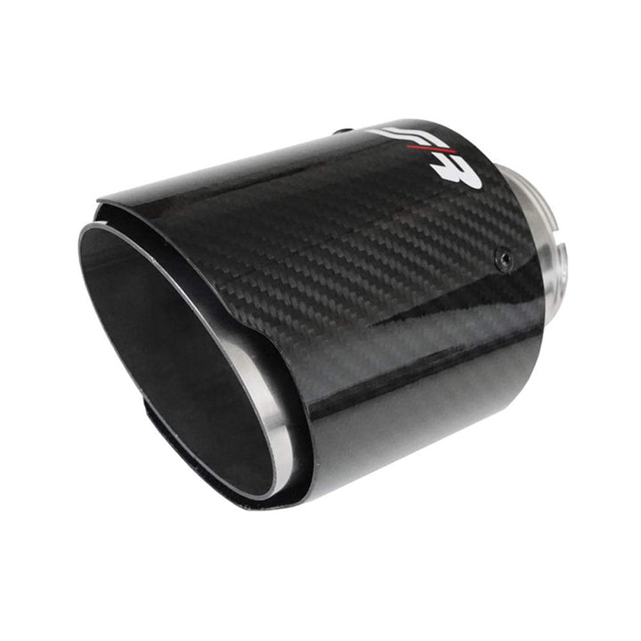 Simoni Racing Auspuffblende Rund/Schräg Glänzend-Karbon+Edelstahl - Ø102xL155mm - Anschluss 63mm