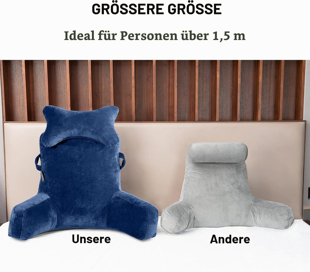 SLIGUY Lesekissen, Extra gross, 31IN, Bettruhekissen mit Abnehmbarer Nackenrolle und Armen zum Sitze