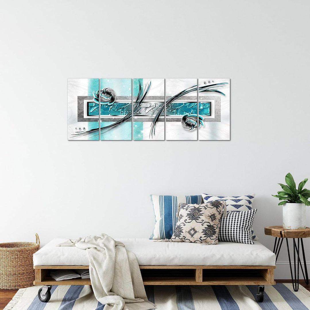 Runa Art Bild Abstrakt Wandbilder auf Vlies Leinwand 5 Teilig Wanddekoration Wohnzimmer Schlafzimmer
