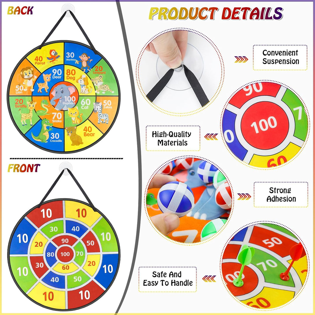 Klett Dartscheibe Kinder 71cm Dart Board Doppelseitige Dartspiel mit 12 klettballspiel wurfspiel Kin