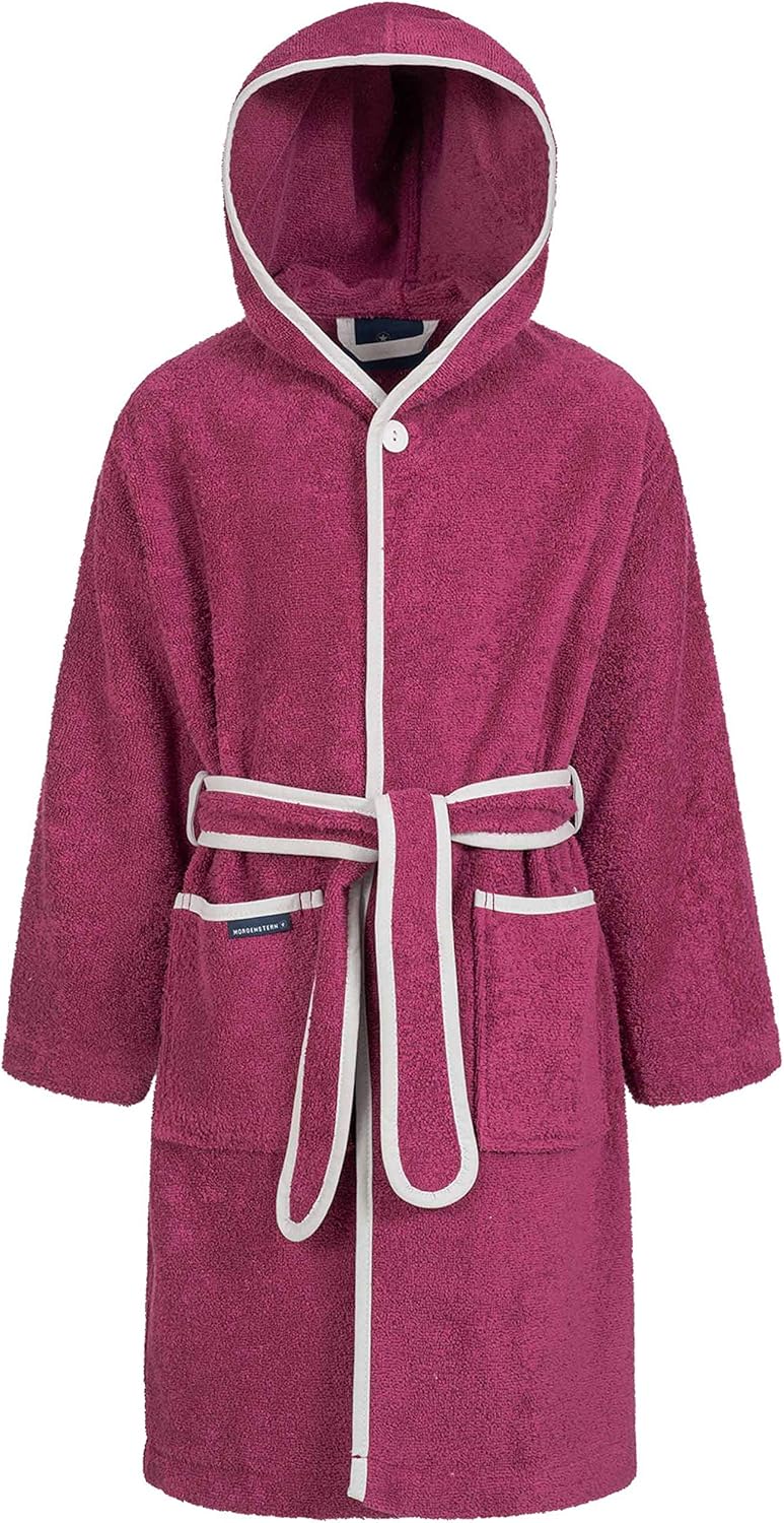 Morgenstern Bademantel Kinder Mädchen Jungen Frottee Baumwolle Kapuze OEKO-TEX Kinderbademantel, Lil