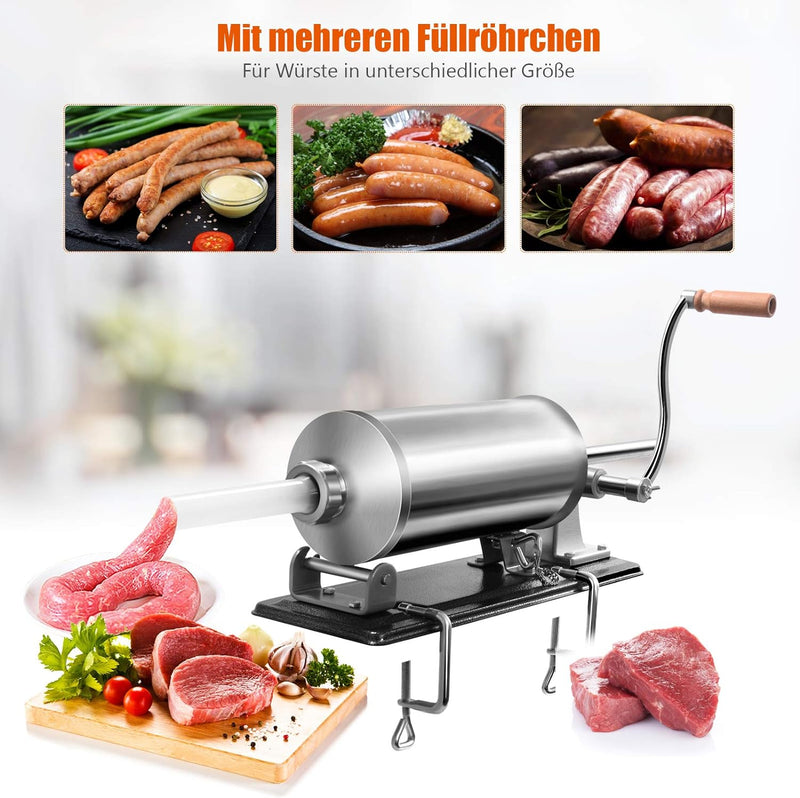 GOPLUS Edelstahl Wurstfüller Wurstfüllmaschine manuell Wurstmaschine Wurstpress Wurstspritze 4,8 L