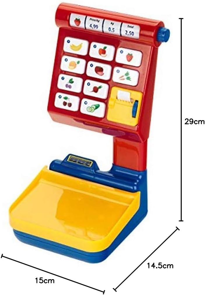 Theo Klein 9315 Obst und Gemüsewaage I Batteriebetriebene Spielwaage mit leuchtendem Messbalken I Wi