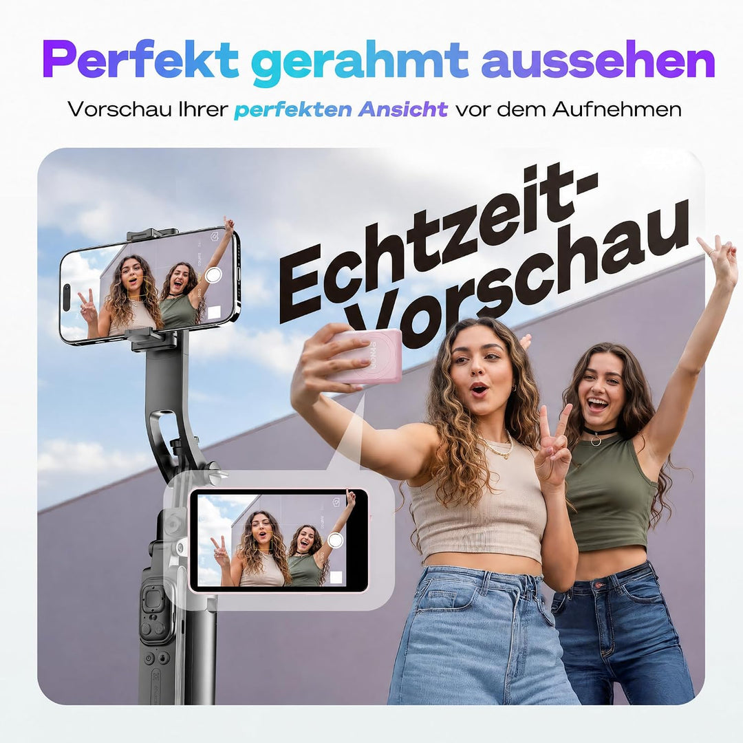 SYNCO XView Handy Selfie Monitor für iPhone 7-17 &amp; Android (Rosa) | 50m Kabellos, 3H Akku, 1080p Unt