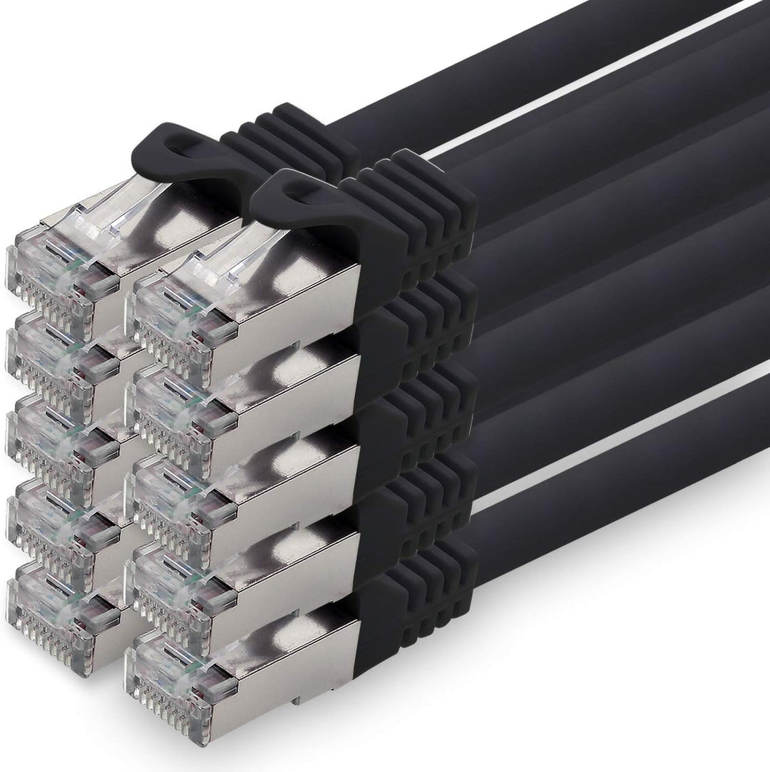 2,0m - schwarz - 10 Stück CAT.7 Netzwerkkabel Patchkabel SFTP PIMF LSZH Gigabit Lan Kabel 10Gb s cat