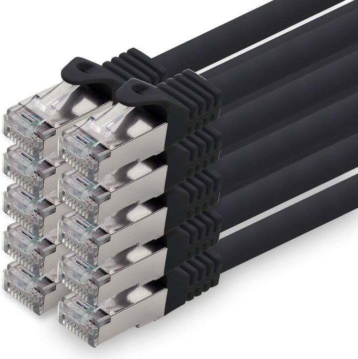 2,0m - schwarz - 10 Stück CAT.7 Netzwerkkabel Patchkabel SFTP PIMF LSZH Gigabit Lan Kabel 10Gb s cat