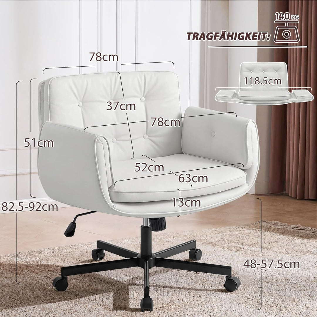 Bürostuhl Ergonomisch mit 5-Stufig Verstellbare Armlehnen, Schreibtischstuhl mit Breitem Sitzkissen,