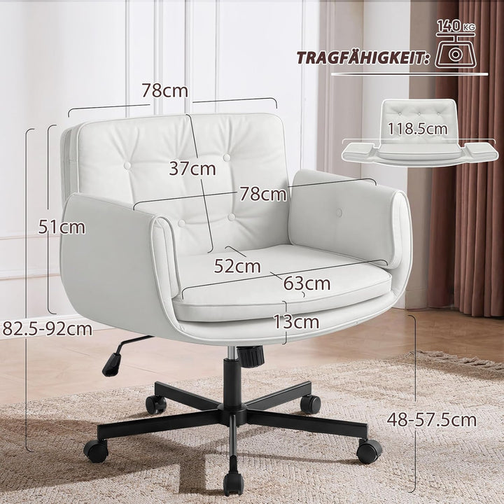 Bürostuhl Ergonomisch mit 5-Stufig Verstellbare Armlehnen, Schreibtischstuhl mit Breitem Sitzkissen,