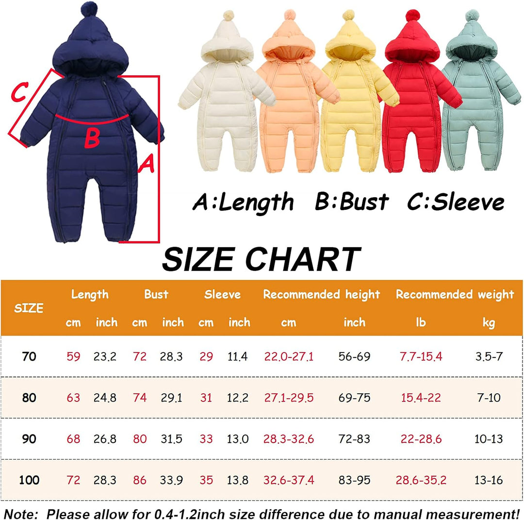 Maeau Schneeanzug Baby Mädchen Jungen Winteranzug Gefüttert Baby Overall Baumwolle Neugeborene 0-24