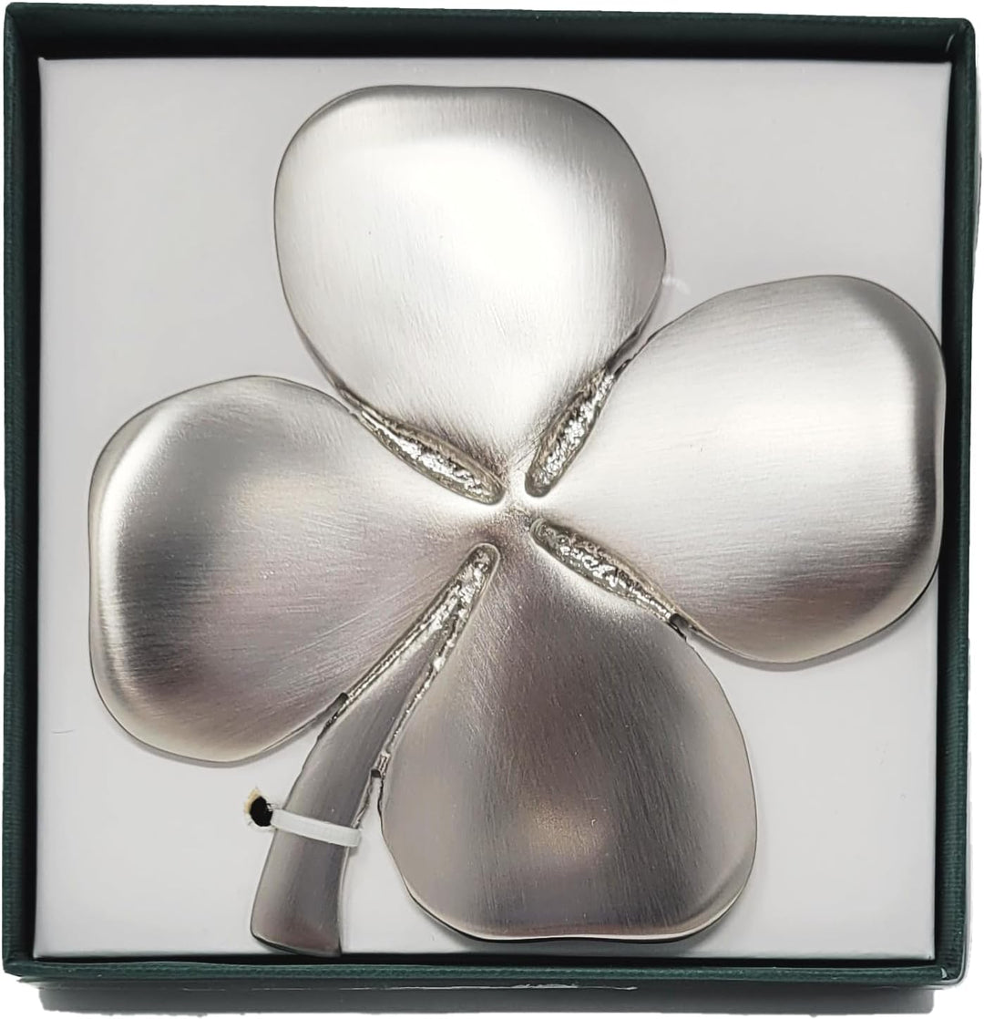 Exclusively Irish Kleeblatt Glücksklee Wandbehang mit Irischem Segen, Satiniertes Nickel 11x11 cm, S