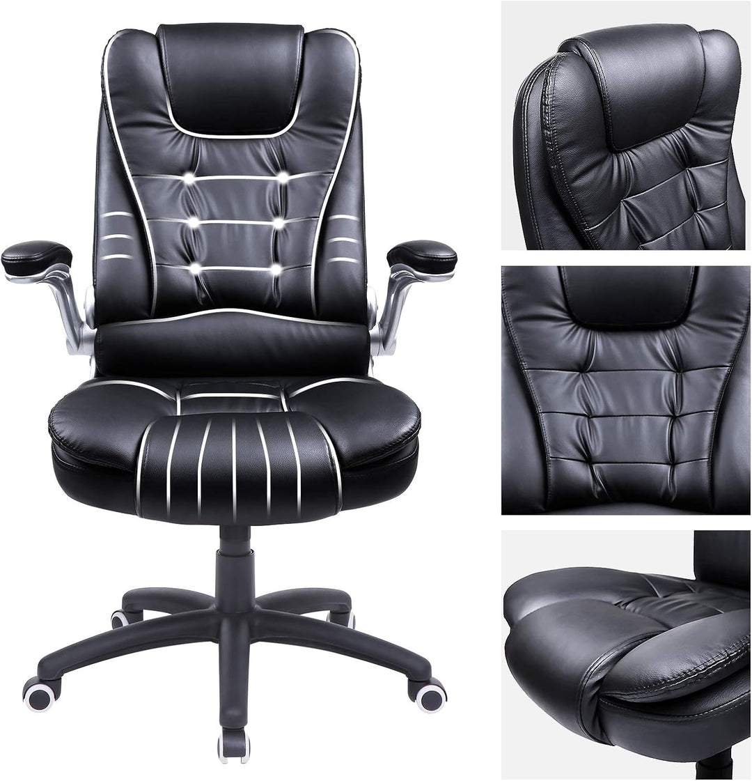 SONGMICS Racing Stuhl Bürostuhl Gaming Stuhl Chefsessel Drehstuhl PU, schwarz, OBG51B,