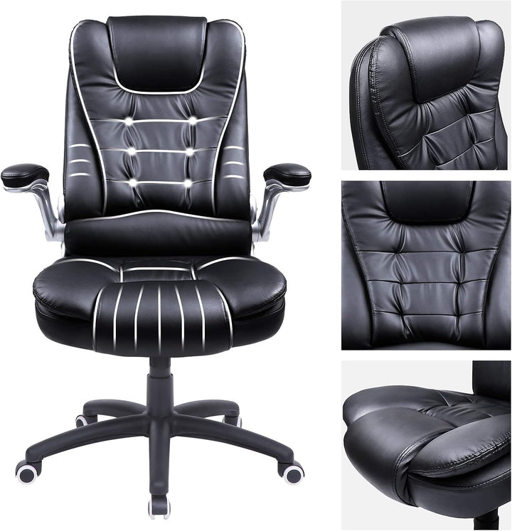 SONGMICS Racing Stuhl Bürostuhl Gaming Stuhl Chefsessel Drehstuhl PU, schwarz, OBG51B,