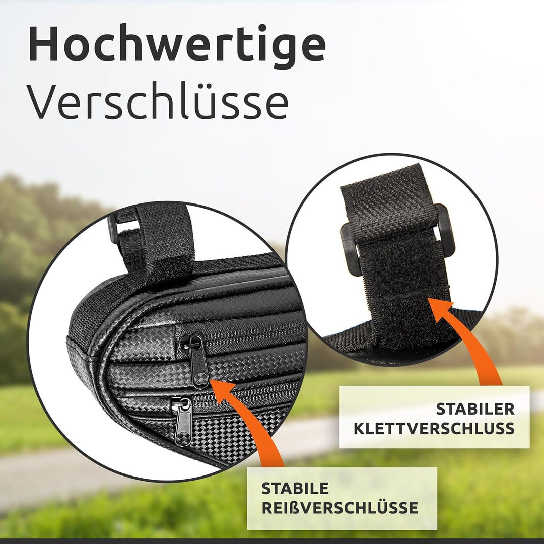 ECENCE Fahrradtasche Rahmen 1,2L - Wasserabweisende Rahmentasche mit Reflektoren, Dreieckstasche für
