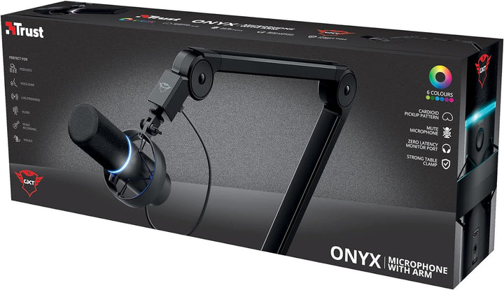 Trust Gaming GXT 255Plus Onyx Professionelles Mikrofon mit Arm, Nierencharakteristik, Popfilter, USB