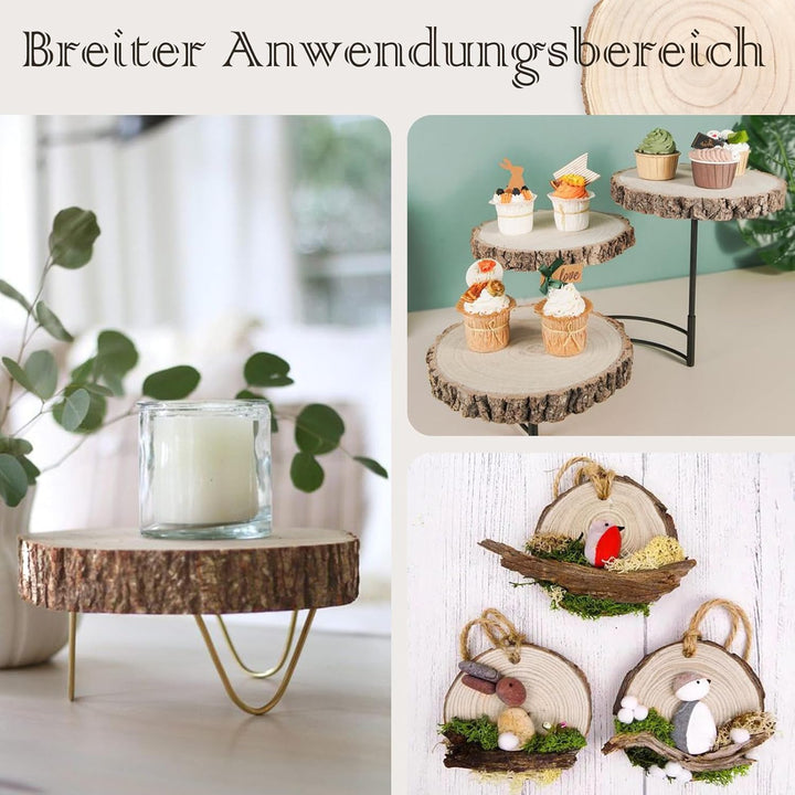 Holzscheiben 4 Stück, 18–20 cm und eine dicke von 15 mm Baumscheibe Holzplatte Rund für Tafelaufsätz