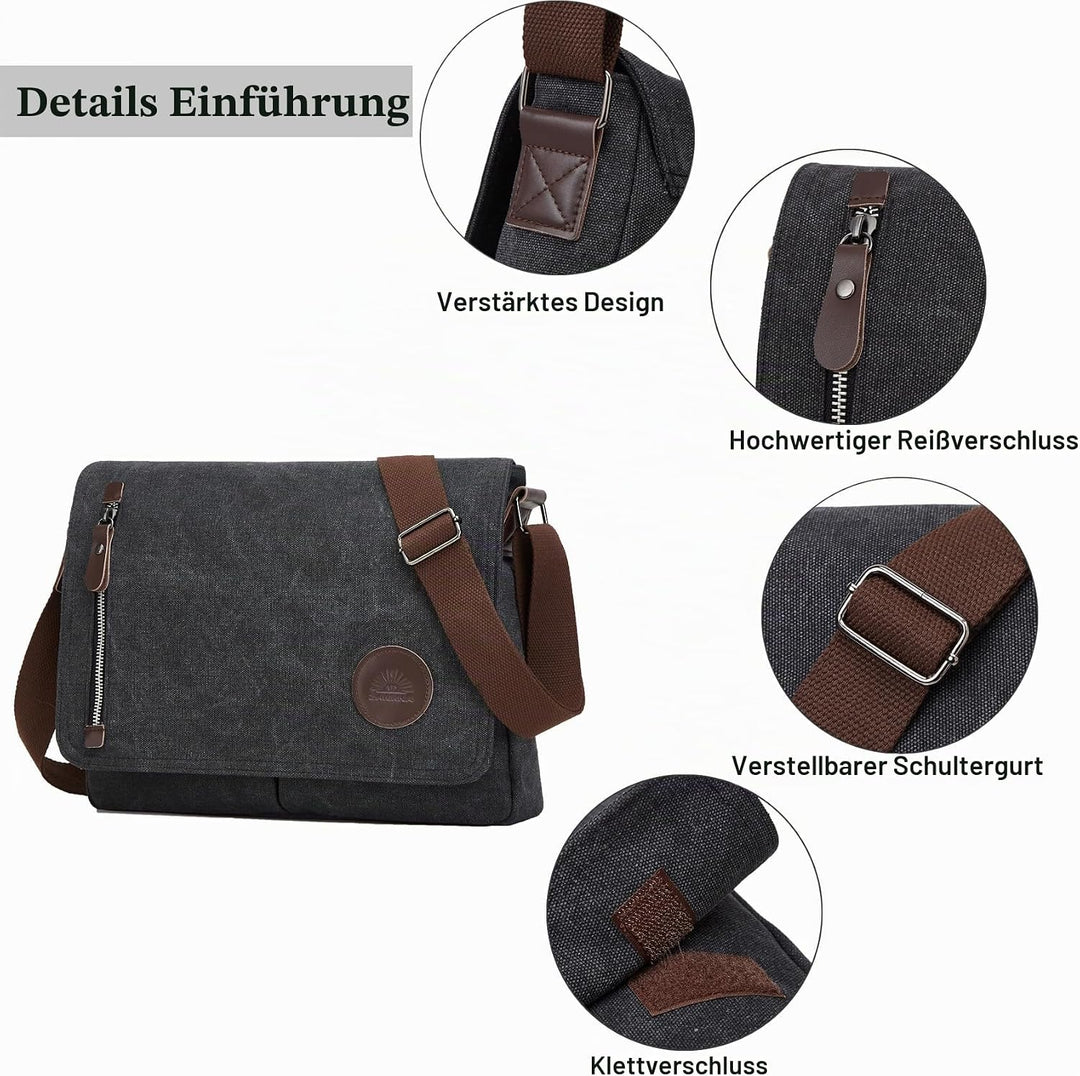 ZHIERNA Umhängetasche Herren für Herren und Damen, Canvas Messenger Bag, Vintage schultertasche für