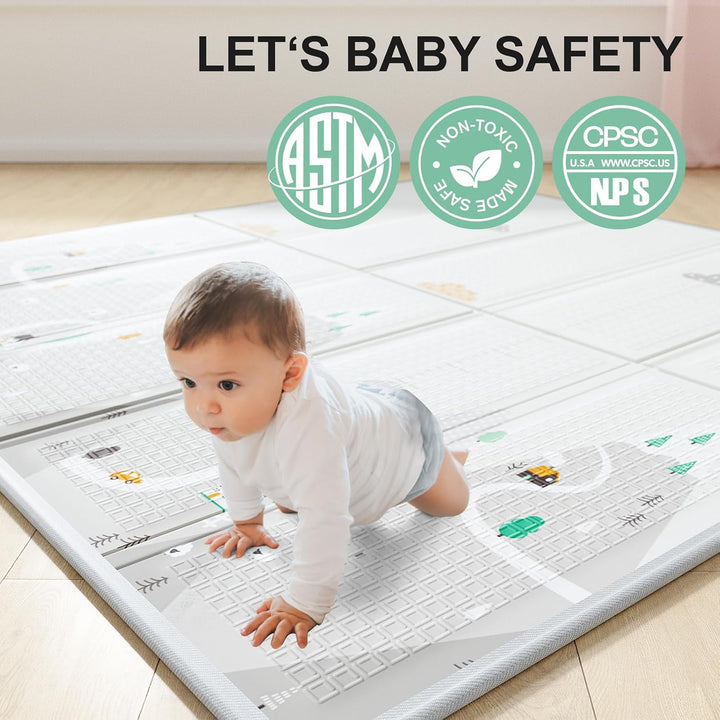 150x150 cm Baby Laufgitter mit Matte, Laufstall Baby mit Matratze (150X150X65 cm)