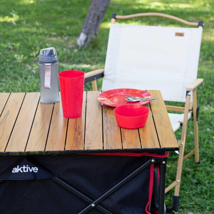 AKTIVE Strandtischwagen, Zum Transportieren von Strand-, Garten- oder Campingzubehör, Schwarz, 100 k