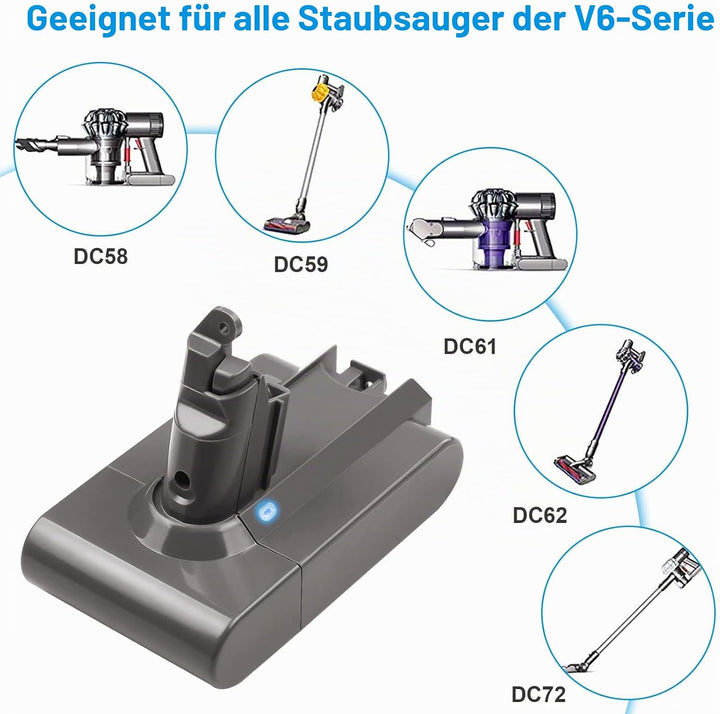 LabTEC 21,6 V 4,0 A Li-Ionen-Akku für Dyson, Akku-Ersatz für Dyson Staubsauger der V6-Serie, Dyson D
