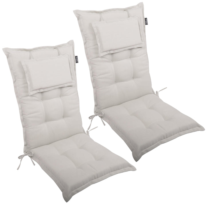 LILENO HOME Gartenstuhl Auflagen als [2er Set - Hochlehner] in Natur Y - Bequeme Liegen als Sitzaufl