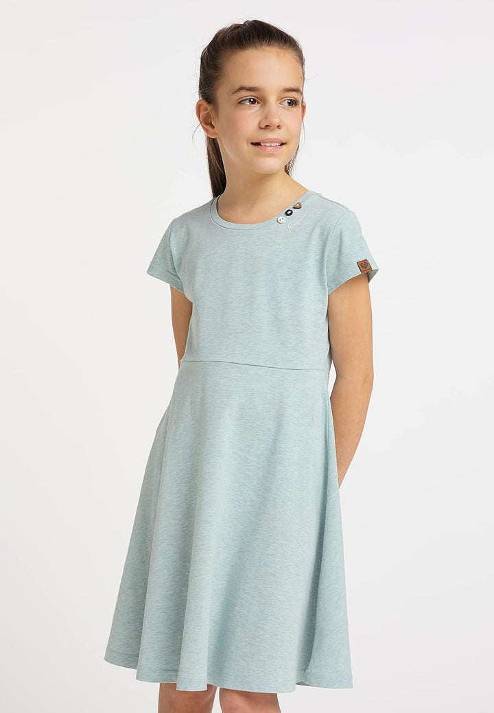 Ragwear Mädchen Kleid GWENDOLINE und GWENDOLINE DOTS Sommerkleid gepunktet und Einfarbig in sommerli