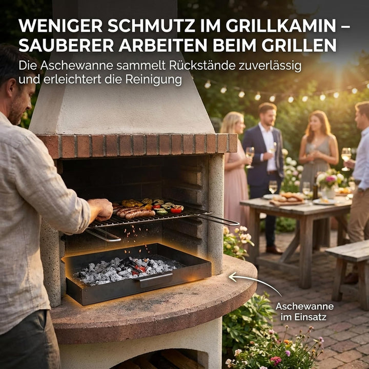 EWH Aschekasten für Grill aus wetterfestem CorTen Stahl/Edelrostoptik (49 x 34 cm) Aschebehälter/Asc