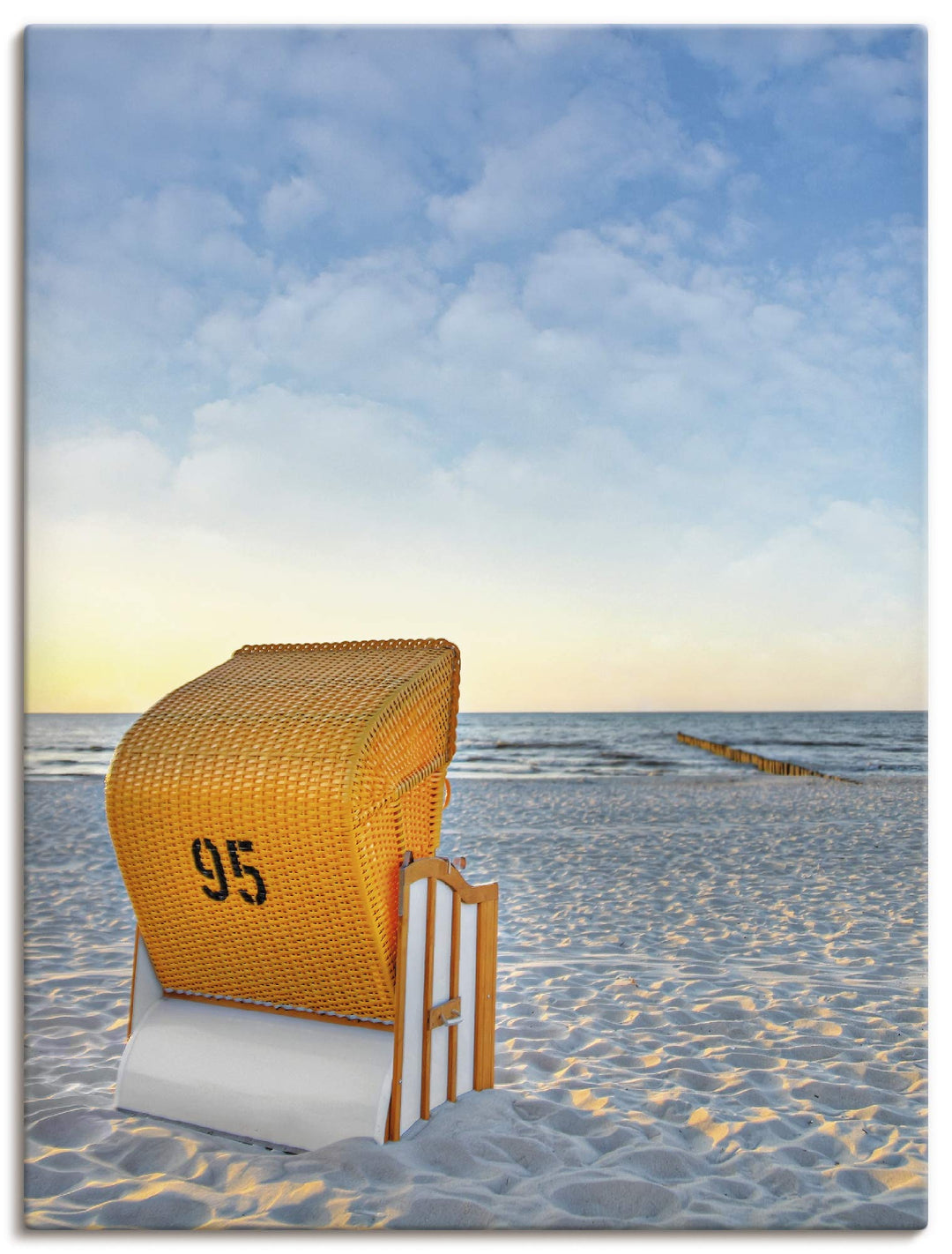 ARTland Leinwandbilder Wandbild Bild auf Leinwand 60x80 cm Strand Meer Strandkorb Küste Ostsee Marit