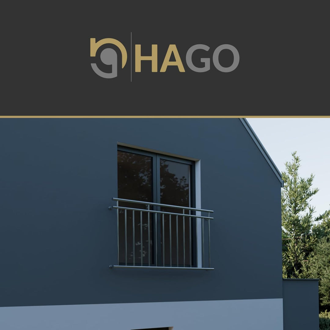 HAGO24 | Französischer Balkon | Fenstergitter | Edelstahlgeländer | 184x90cm | Stabgeländer | Juliet