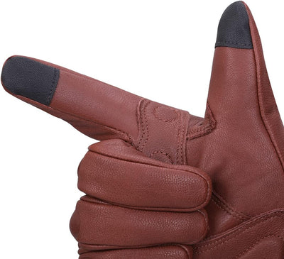 Harssidanzar Herren Winter Motorradhandschuhe,echtes Leder Vollfinger Touchscreen Thermisch gefütter