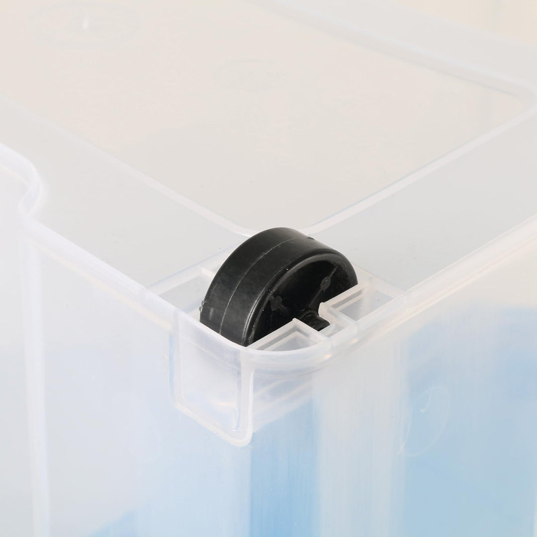 axentia Aufbewahrungsbox mit Rollen &amp; Deckel, Stapelbox aus Kunststoff 80 Liter, Eurobox transparent