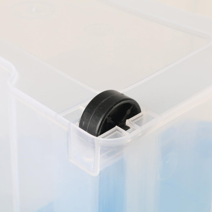 axentia Aufbewahrungsbox mit Rollen &amp; Deckel, Stapelbox aus Kunststoff 80 Liter, Eurobox transparent