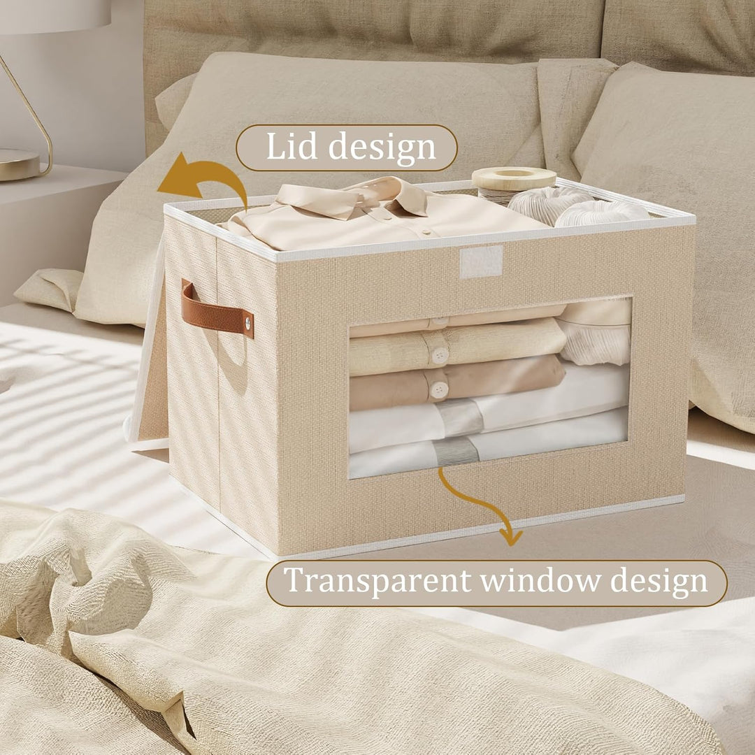 Aufbewahrungsbox mit Deckel Stoff, Schrank Organizer Kleiderschrank, Aufbewahrungsboxn mit Fenster,