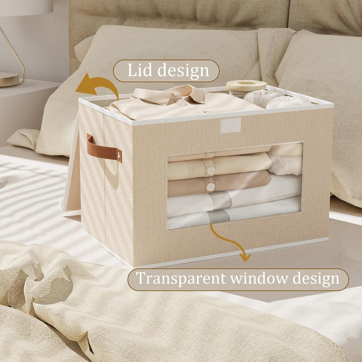 Aufbewahrungsbox mit Deckel Stoff, Schrank Organizer Kleiderschrank, Aufbewahrungsboxn mit Fenster,