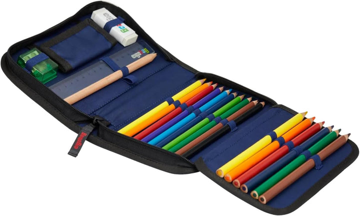 ergobag Federmäppchen Set 22-teilig, Lyra Buntstifte, Stundenplan-Fach, Kleingeld Fach, Lineal Unauf