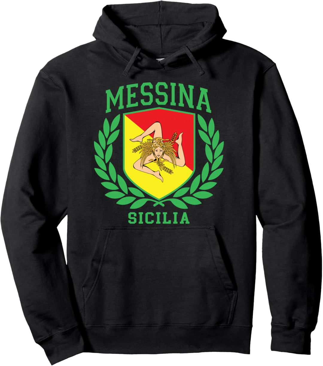 MESSINA: Sicilia Flagge und Trinacria Schild - Sizilien Pullover Hoodie
