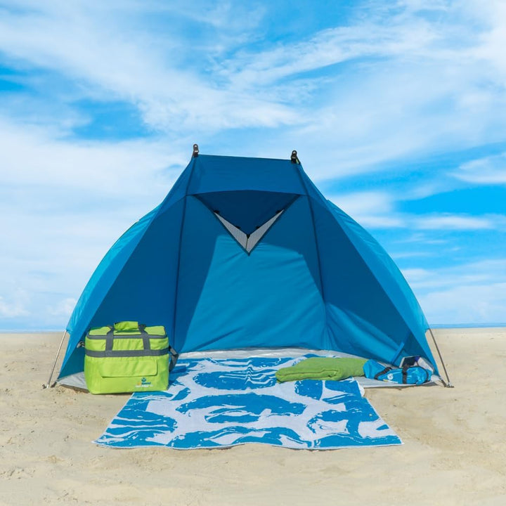 outdoorer Strandmuschel Helios Air - Reise-Strandmuschel mit UV Schutz 80 & verschliessbarem Fenster