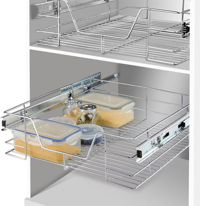 Casaria Küchenschublade 30 40 50 60 cm Verchromt 25 kg Belastbar Korbauszug Haushalt Teleskopschubla