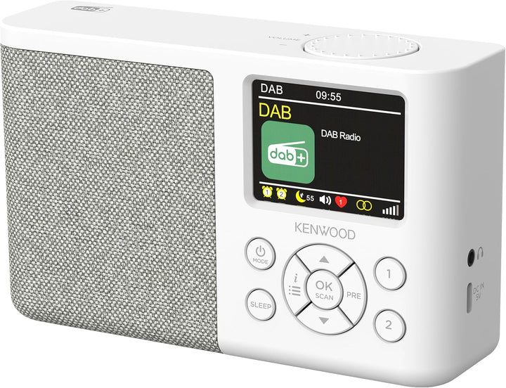 Kenwood CR-M33DAB-W - Tragbares DAB+ Radio mit Bluetooth, integriertem Li-Ion Akku & 6,1cm Farbdispl