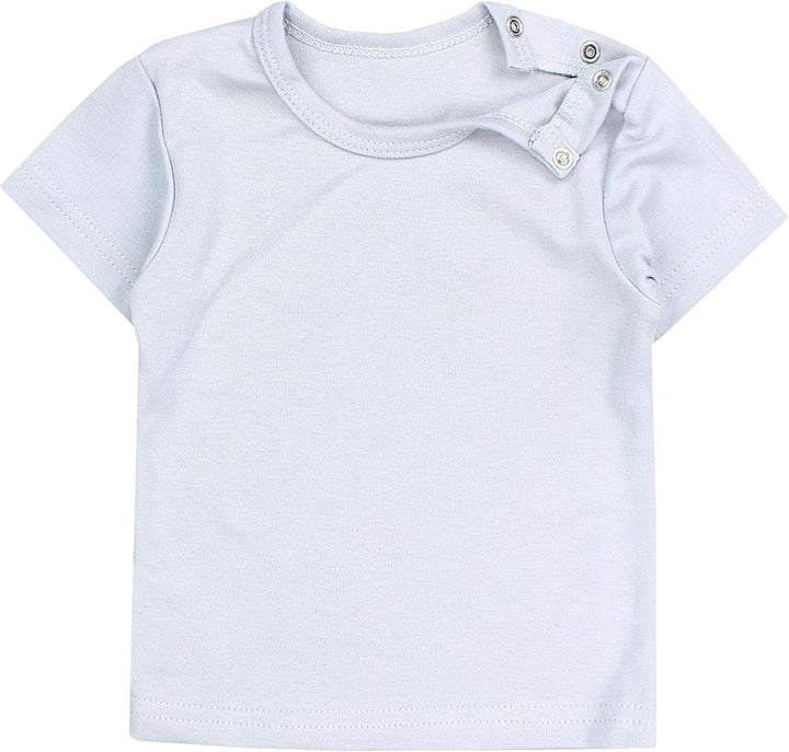 Baby Jungen Kurzarm T-Shirt mit Aufdruck Unifarben Sterne Streifen 5er Set, Baby Junge