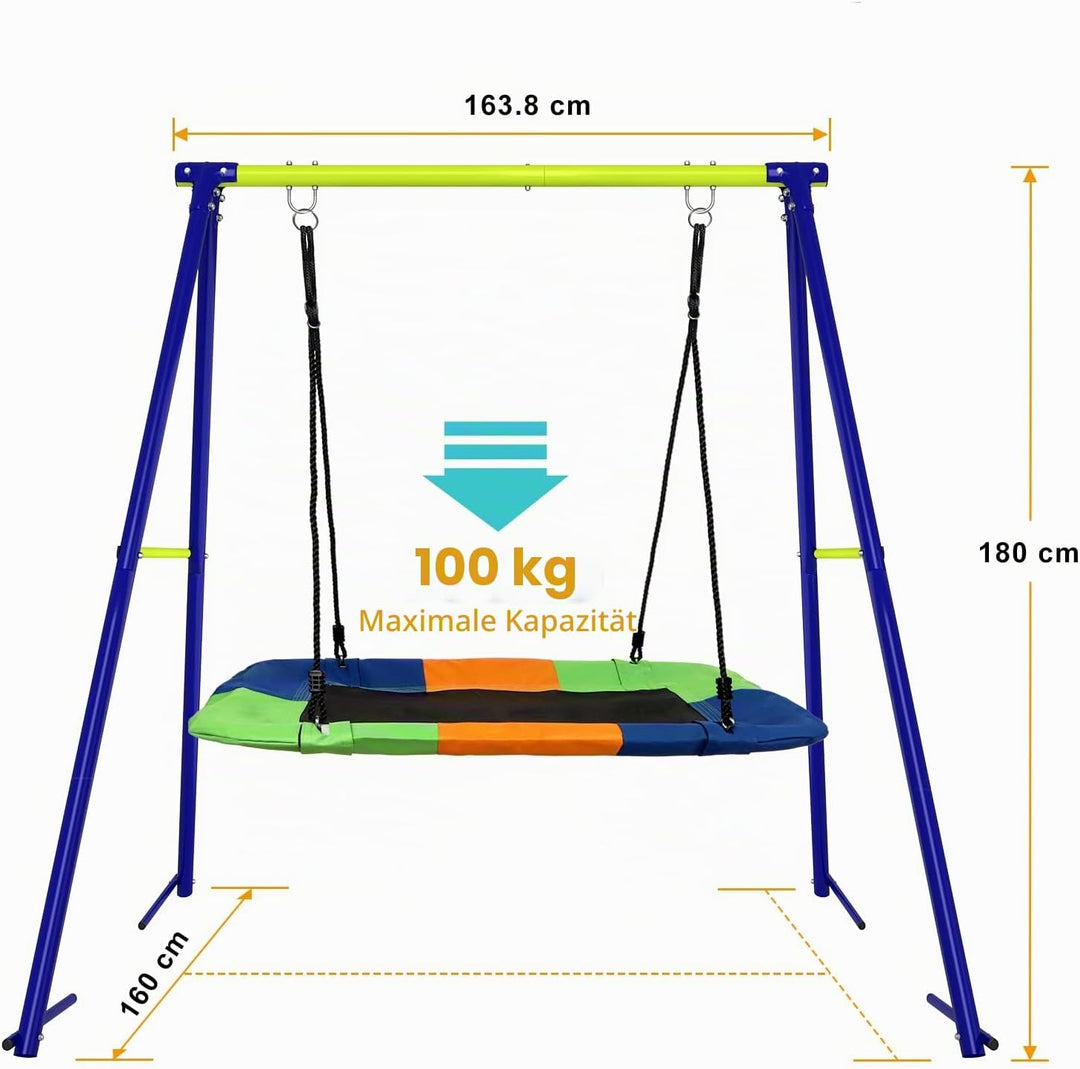 Dripex Nestschaukel Tellerschaukel Square 115 cm x 75 cm Kinderschaukel bis 200 KG Baumschaukel Vers