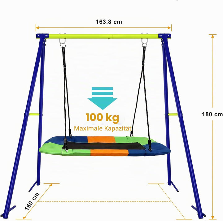 Dripex Nestschaukel Tellerschaukel Square 115 cm x 75 cm Kinderschaukel bis 200 KG Baumschaukel Vers