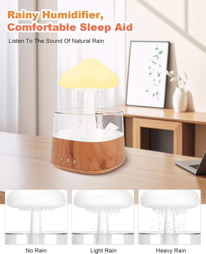 RUIZHI Rain Cloud Humidifier - 450ml Luftbefeuchter, Stimmungslicht Aroma Diffuser 30dB, 3 Modi Rege