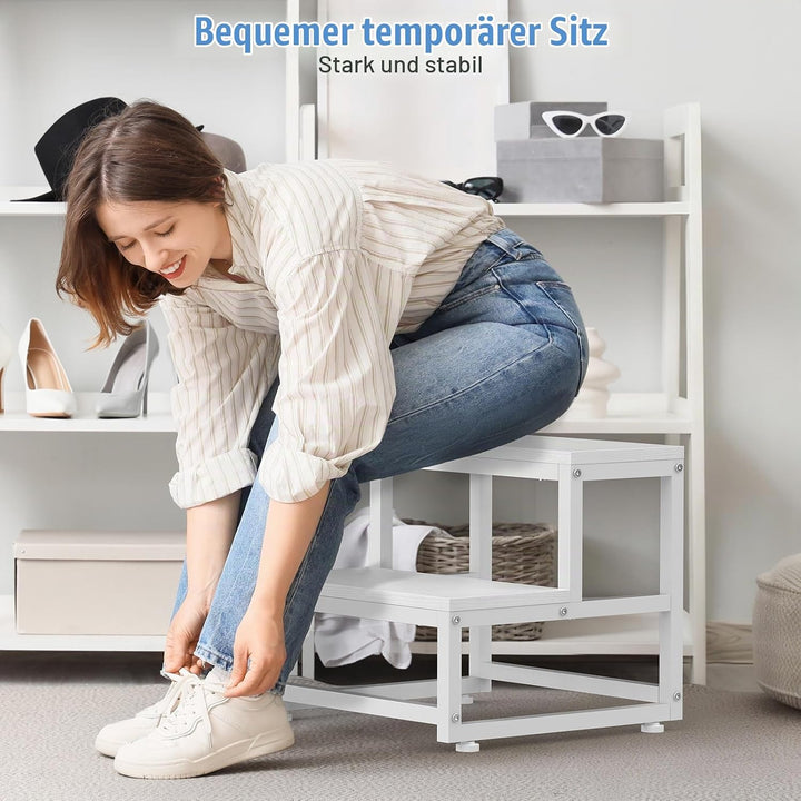 LIANTRAL Tritthocker für Erwachsene und Kinder, 2-Stufen-Hocker, Heavy Duty Stahl und Stabiler hölze