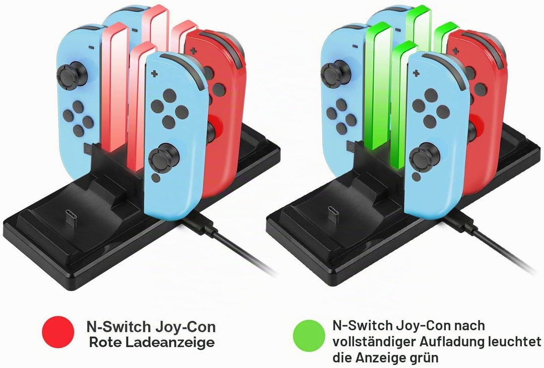 EXTSUD 6 in 1 Switch Controller Ladestation Pro Controller Ladegrät mit 4 Slots für Joy-Con und Typ-