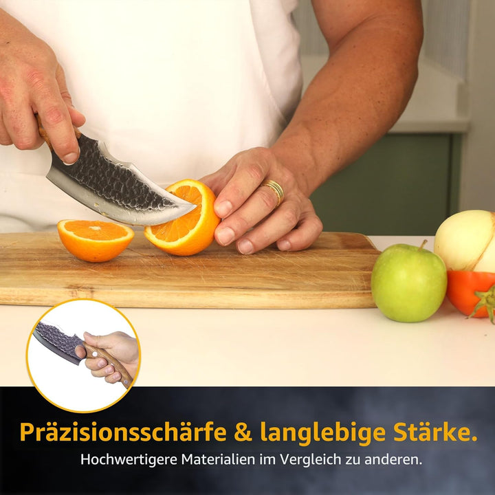 Messer Set – Japanisches Messer mit 15.5 cm Carbon-Klinge, Ergonomischer Rosenholzgriff, Küchenmesse